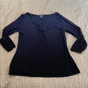 Ann Taylor Deep Blue to Black V-Neck Blouse